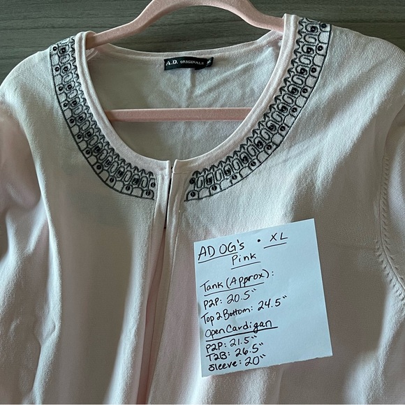 AD Originals Two Piece Cardigan & Sleeveless Top - Pink & Sequins - Size XL - Picture 3 of 16